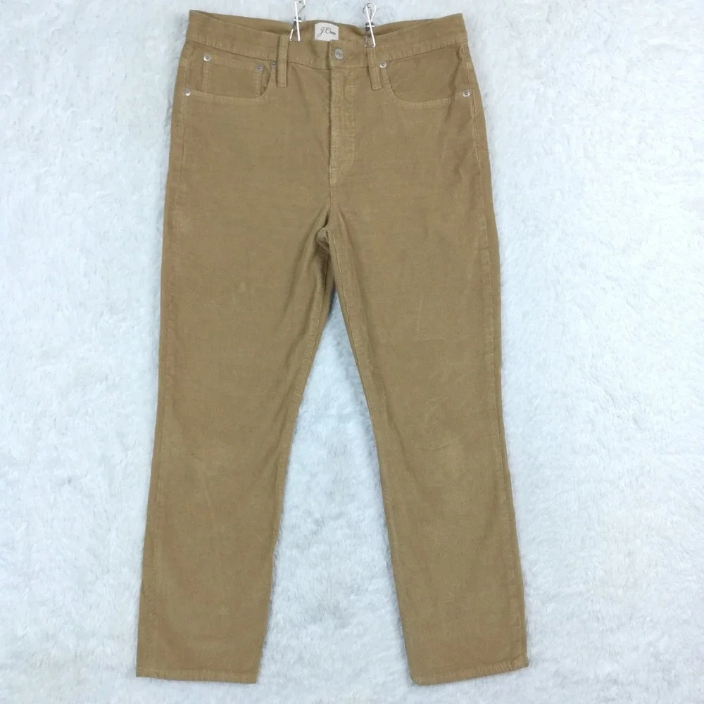J. Crew Pants Womens Vintage Slim Straight Corduroy Camel Brown High Rise 30